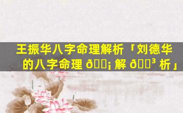 王振华八字命理解析「刘德华的八字命理 🐡 解 🌳 析」